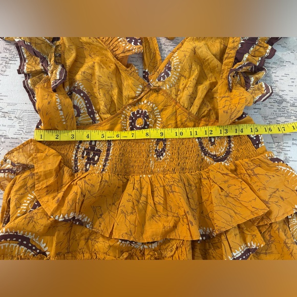 Love The Label Gigi Gold Print Dress Size L EUC 375$ Anthropologie - Picture 13 of 16